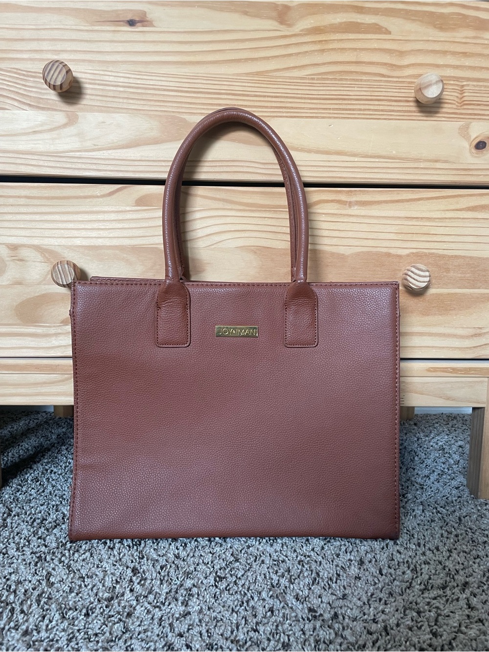 JOY & IMAN Essentials Brown Leather Tote w/ Original Watch and Flashlight